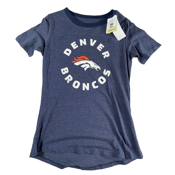 Denver Broncos NFL Shirt Womens Small Blue Short Sleeve T-Shirt Graphic Tee NWT - Picture 1 of 9